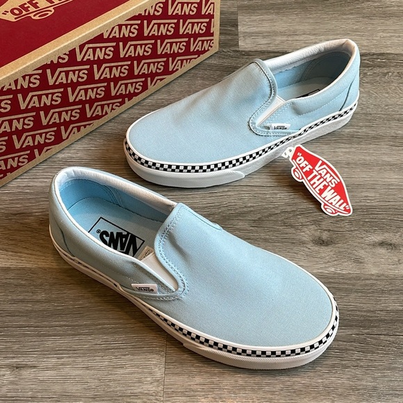 Vans Shoes - NEW Vans Classic Slip-On Check Foxing Cool
Blue Sneakers